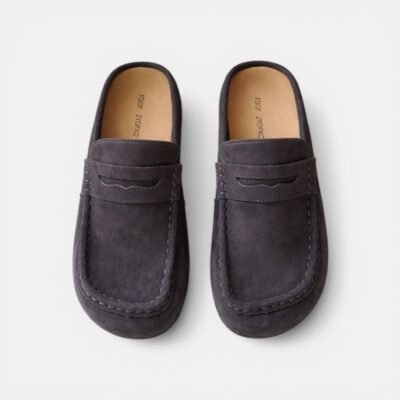 Mules in dark grey color