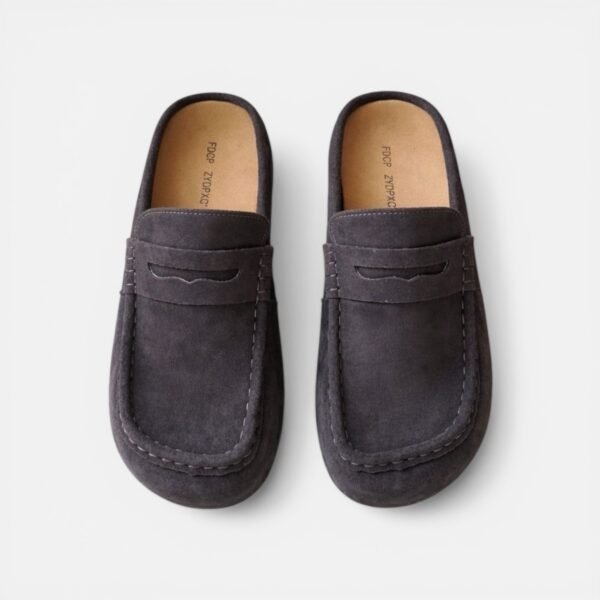 Mules in dark grey color