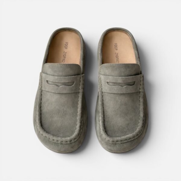 Mules in olive grey color
