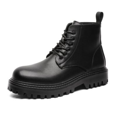 Premium Black Leather Ankle Boots