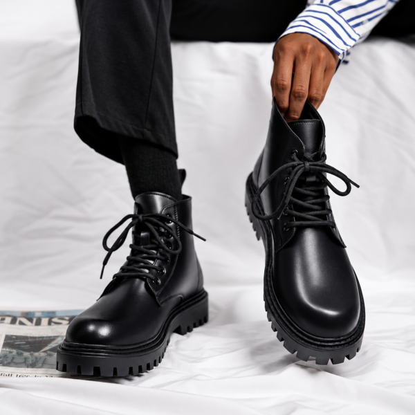 Premium Black Leather Ankle Boots